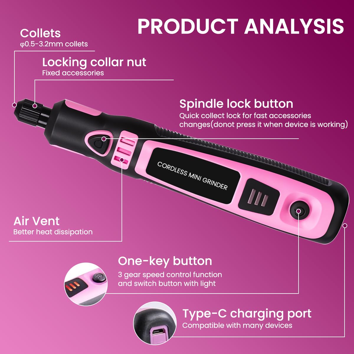Serplex Electric Drill Rotary Tool Kit with 96PCS Accessories for DIY Crafting | USB Rechargeable
