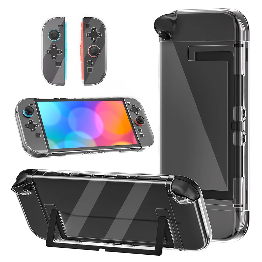 ZORBES Compatible Switch 2 2025 Case with Kickstand and Detachable Controller Covers | Clear Anti‑Scratch PC Protective Shell