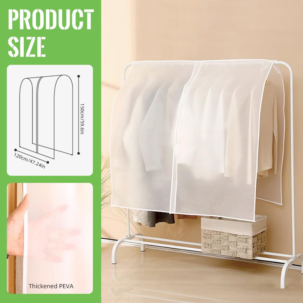 HASTHIP® Clothes Rack Cover, Garment Rack Cover Large PEVA Translucent Clothing Dustproof/Waterproof Cover for Suits, Coats, Sweaters, Shirts (Not Including Frame)