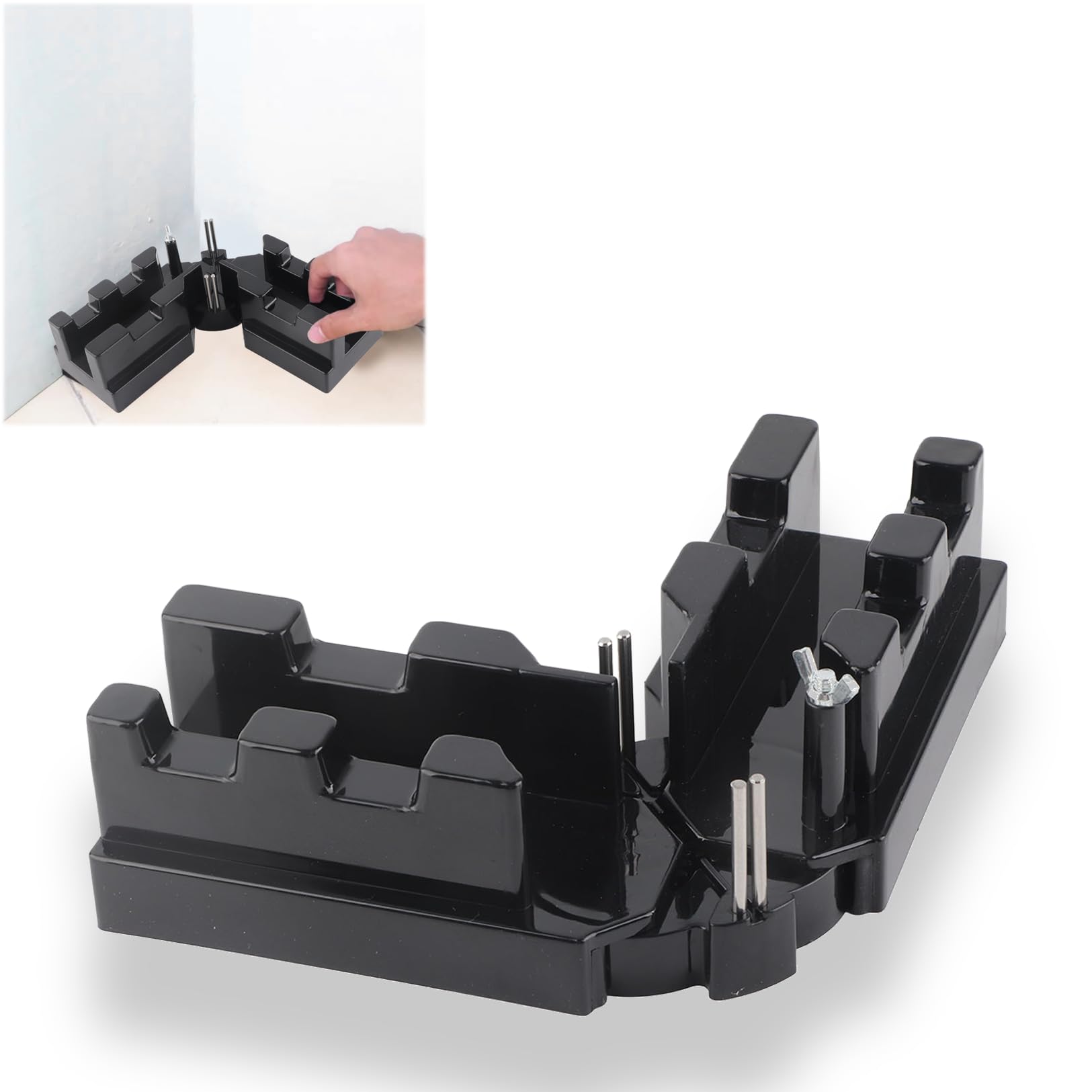 Serplex® Precision Miter Angles Cutting Tool, Saw Protractor Sawing Mitre 2 in 1 ABS Black High Accuracy Measuring Template Instrument for Home Industry Woodeworking Carpenters-Black