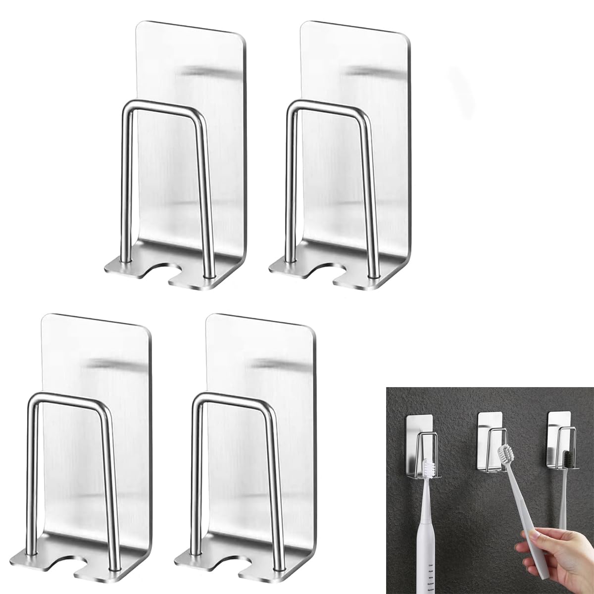 ZIBUYU Bathroom Cup Holder Organizer with 2 in 1 Self Adhesive Design and Stainless Steel Craft