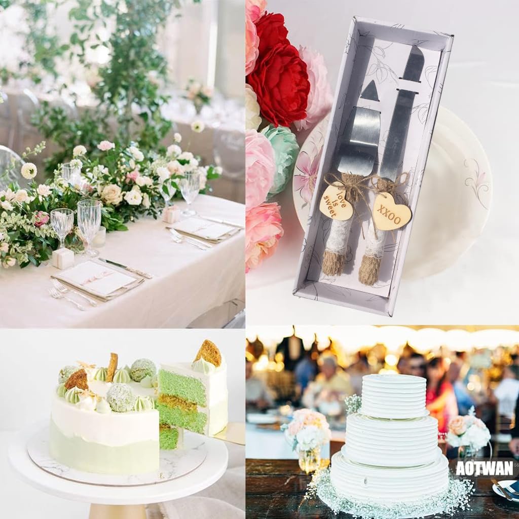 HASTHIP Cake Knife Set for Wedding and Party with Hemp Rope Handle and Gift Box | Stainless Steel Server