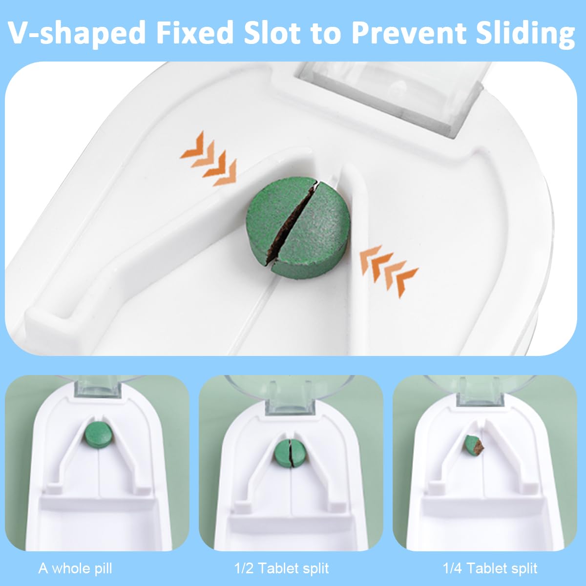 HANNEA Pill Cutter 2 in 1 Case with Stainless Steel Blade and Storage Box | White 2PCS