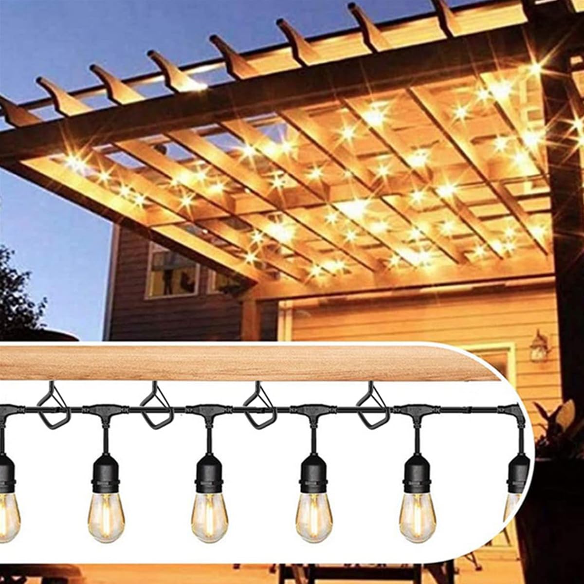 Serplex Screw in Hooks for Outdoor String Lights featuring Safety Buckle and Steel Build | 20PCS 40 lbs Capacity