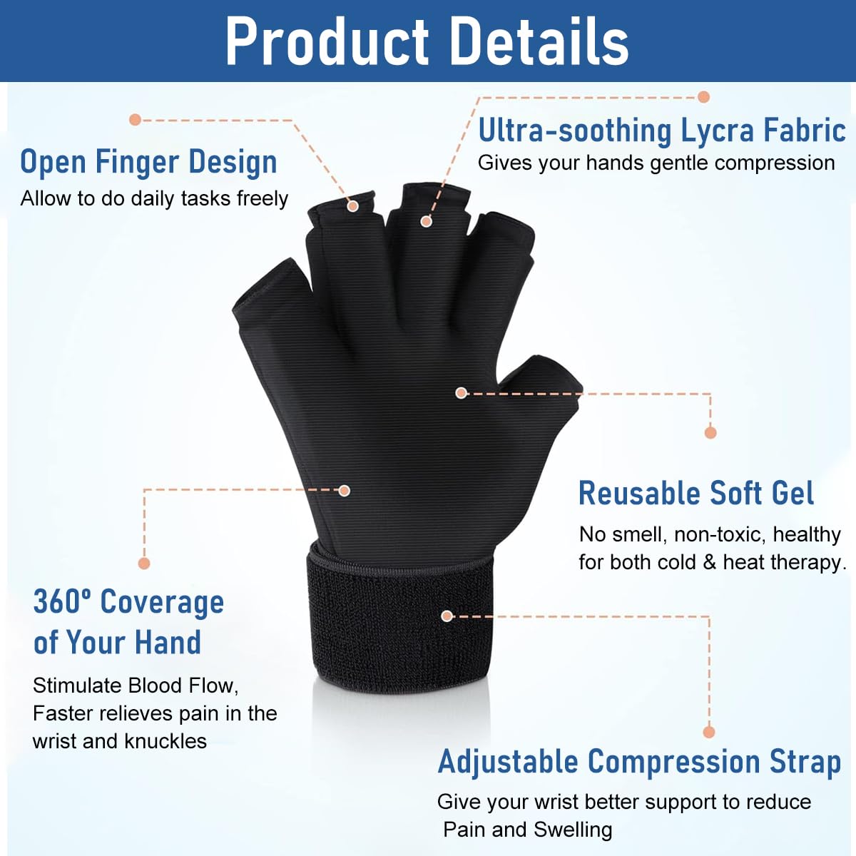 HANNEA Ankle Foot Ice Packs Wrap for Injury Recovery with Dual Hot and Cold Therapy Gloves