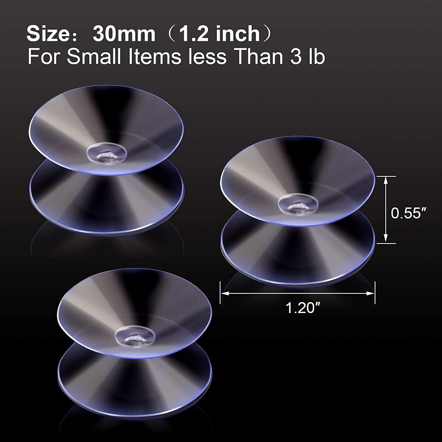 ZIBUYU Suction Cups for Glass with Double Sided PVC Design 30pcs 30mm Transparent Pads | Home and Office Use