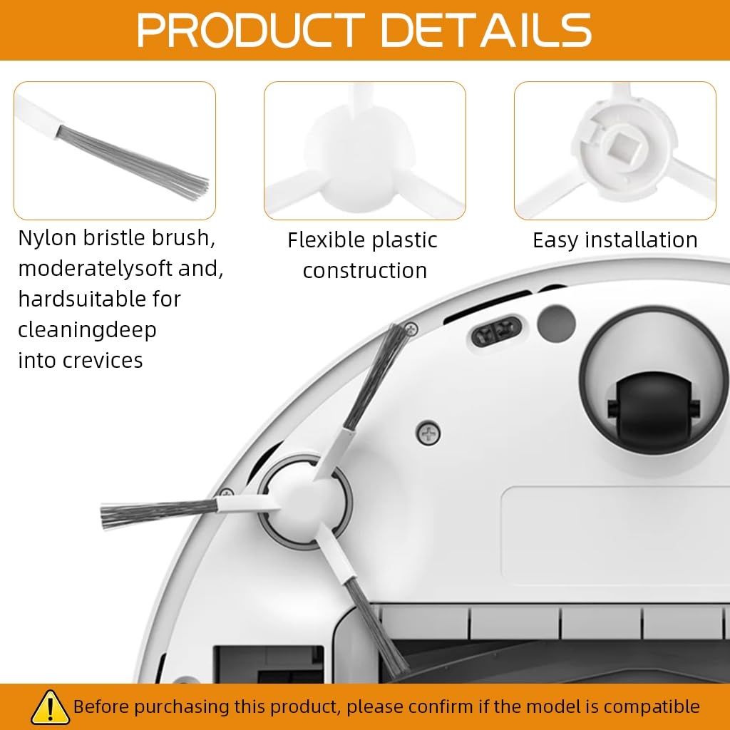 HASTHIP Replacement Side Brushes for Dreame L10s Ultra featuring Robust Nylon Bristles | 3 Pcs Set