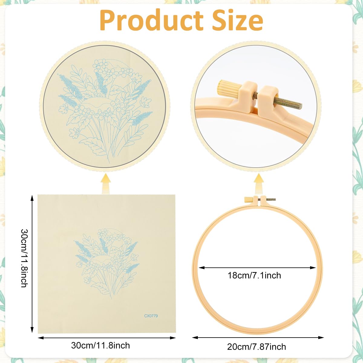 HASTHIP DIY Embroidery Art Craft Kit for Beginners with 20cm Hoop and Color Yarns | Flower Canvas Decoration