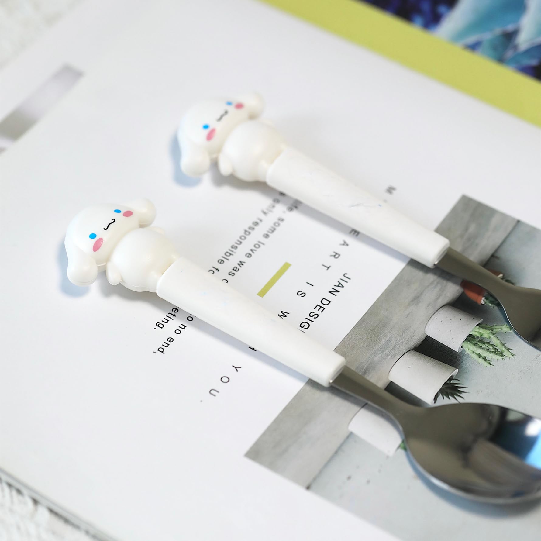 Supvox Spoon Fork Combo Set 4PCS 7.87 in with Storage Case for Kids Lunch Box | Cute Cinnamoroll Design