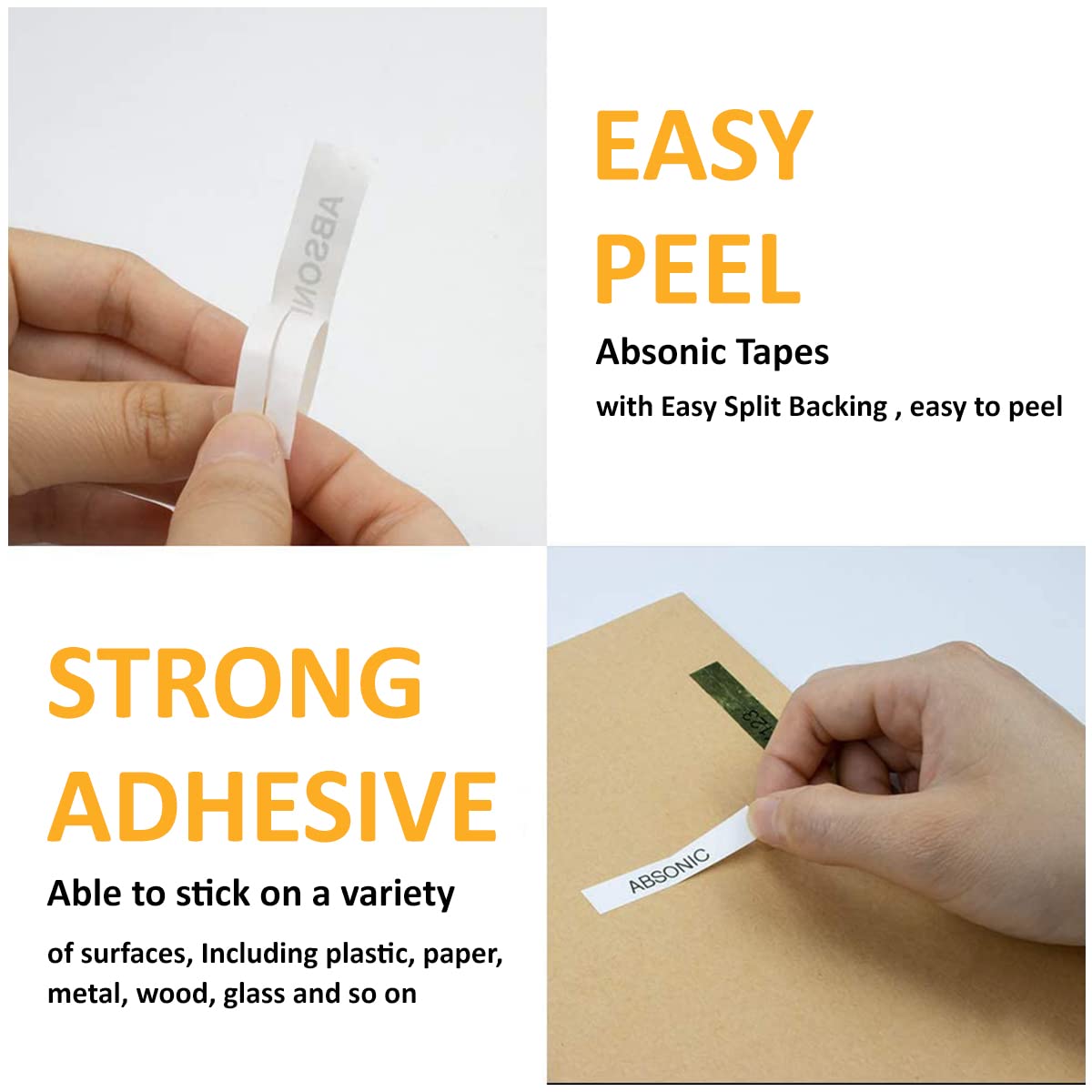 ZIBUYU Label Printer Tape for Casio KL Series with Split Back Design 6 mm x 8 m | Black on White