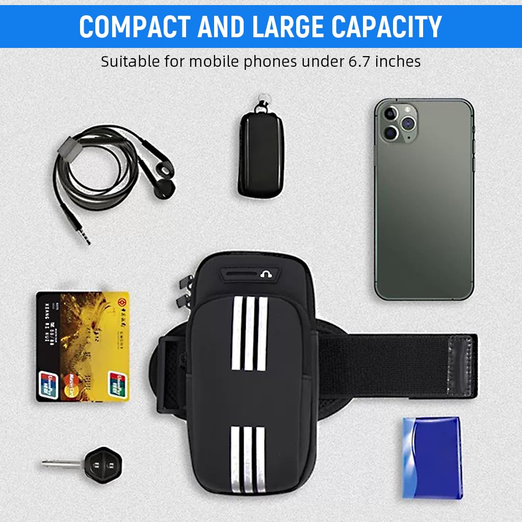 Proberos Running Armband Pouch for 7 in Phones with Double Layer Zip Pouch and Waterproof PU