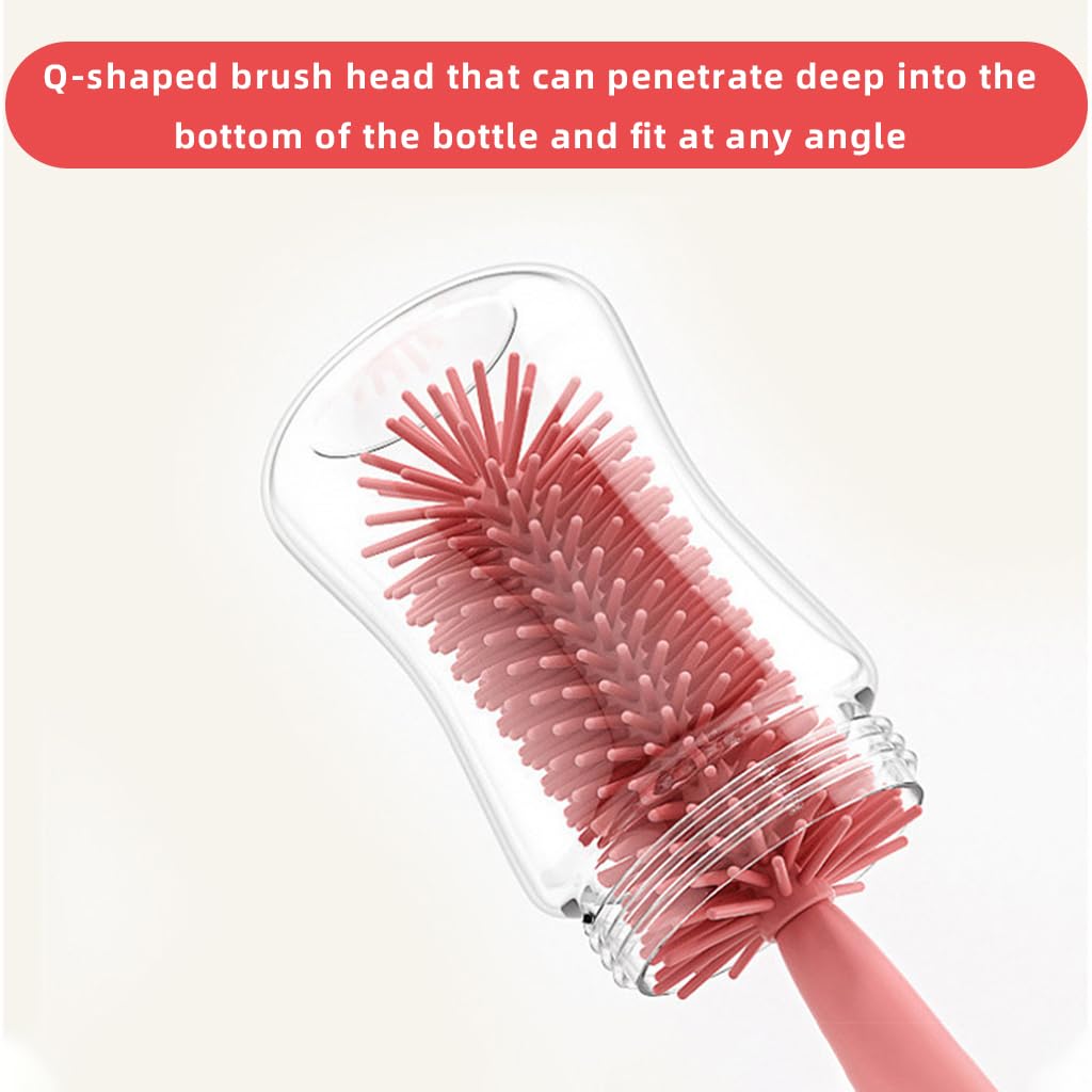 SNOWIE SOFT Bottle Cleaning Brush Set for Baby and Sports Bottles with Sponge Heads and Straw Brush | 4pcs Red