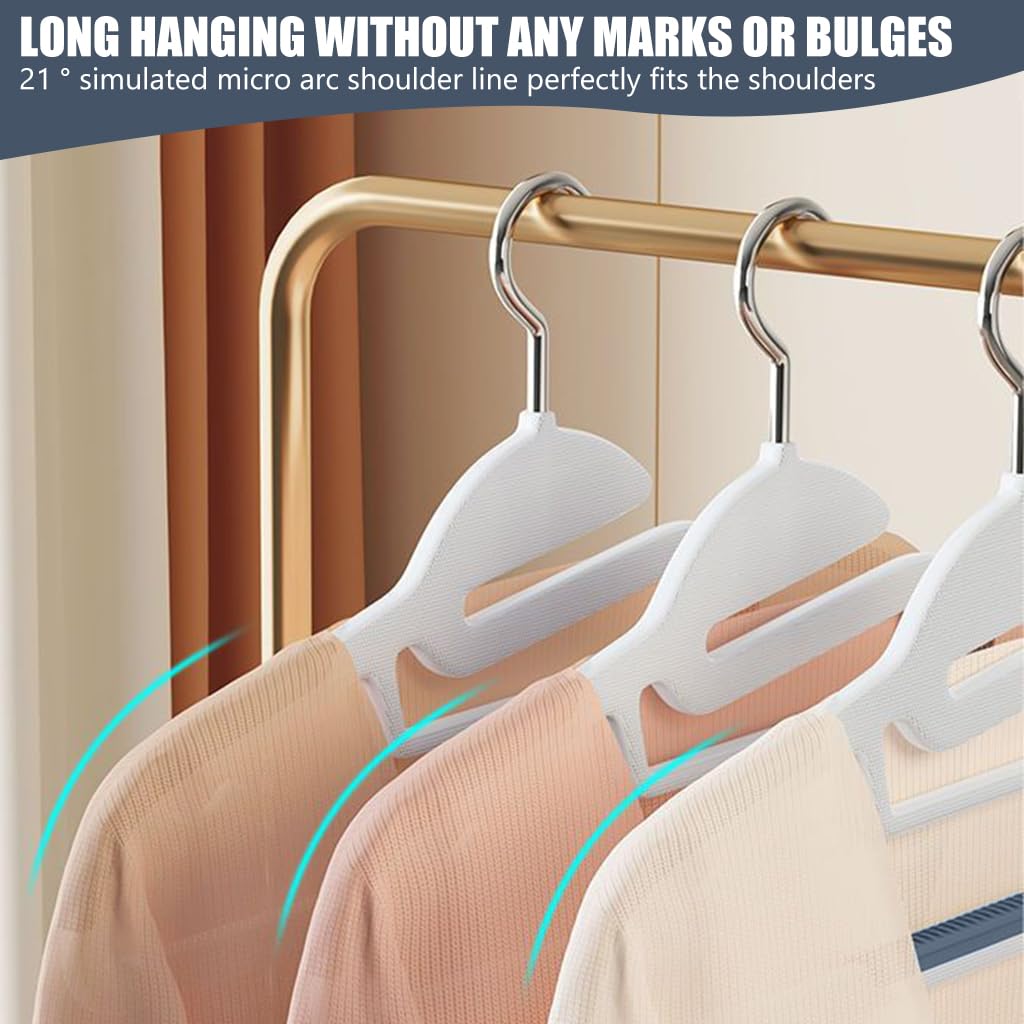 HASTHIP® 10Pack Plastic Hangers Heavy Duty Dry Wet Clothes Hangers with Non-Slip Pads Space Saving 0.2