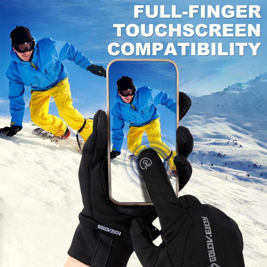 PROBEROS Thermal Winter Riding Gloves for Cycling and Driving with Touchscreen Fingertips | Windproof Splashproof Plush-Lined Design