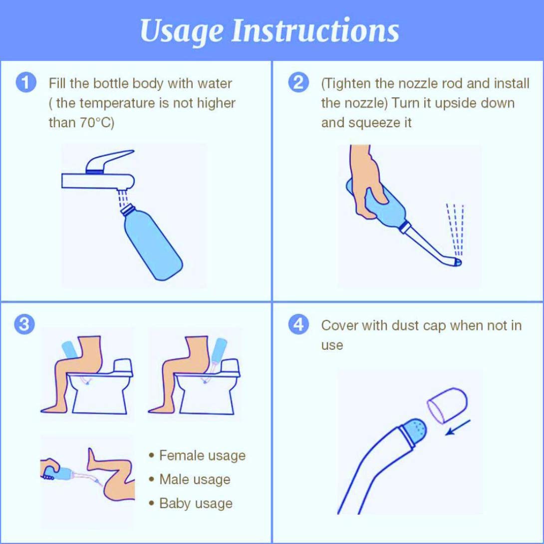 HANNEA Portable Bidet for Toilet and Postpartum Care with 500ml Bottle | Ergonomic Angled Nozzle
