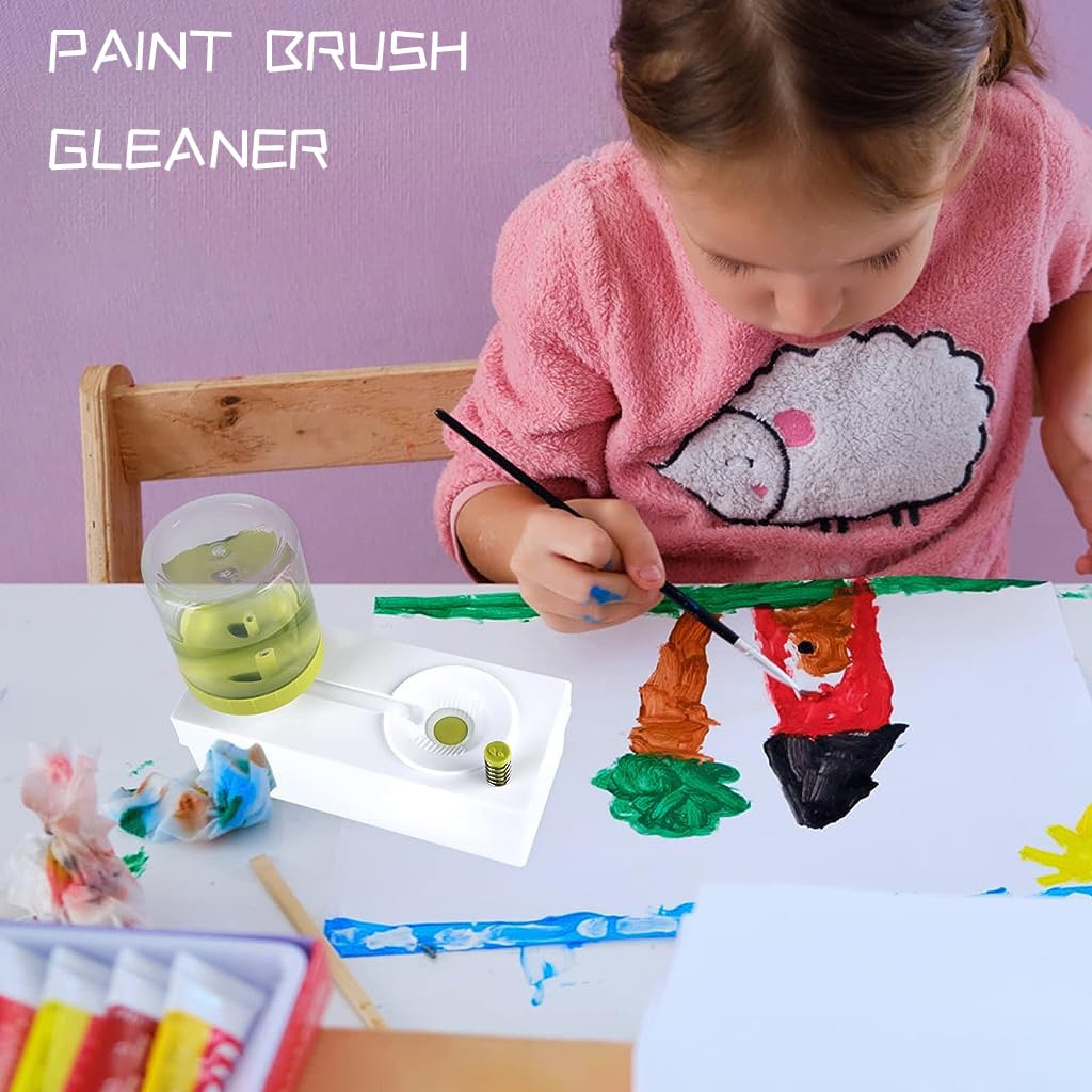 HASTHIP Paint Brush Cleaner for Artists with 250 ml Water Tank and Flushing Button | Plastic Rinser