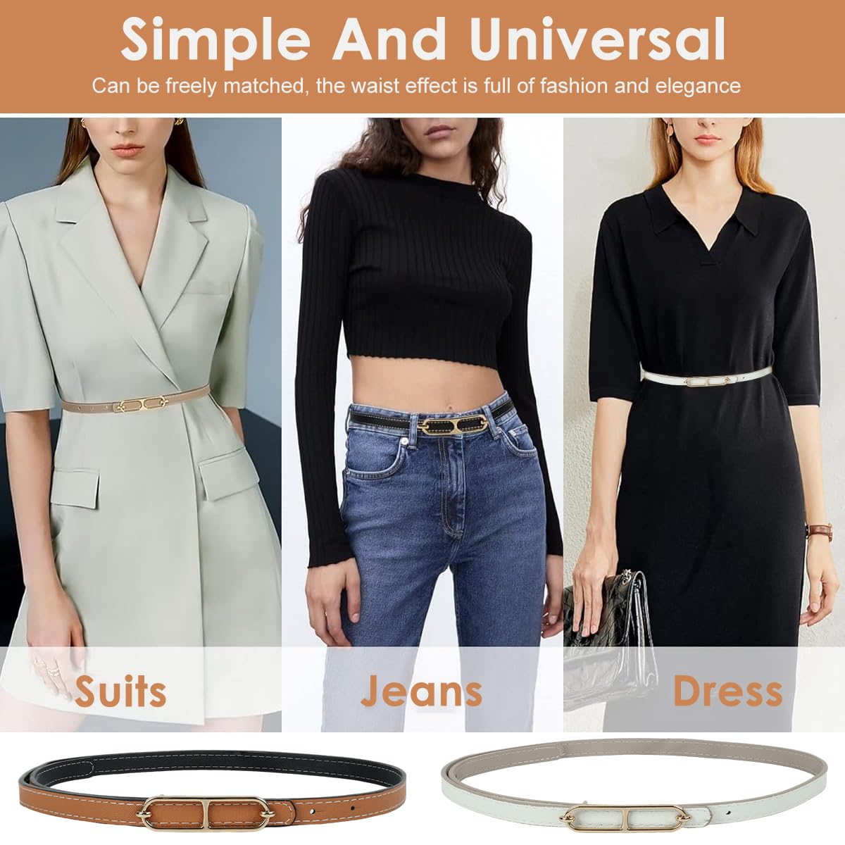 SANNIDHI Belt for Women featuring Reversible Dual Color Design in PU Leather with Gold Buckle