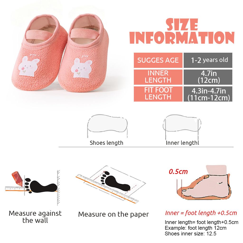 SNOWIE SOFT Cartoon Baby Shoes for 6 to 12 Months with Non Skid Sole and Elastic Strap | Pink Rabbit Gift