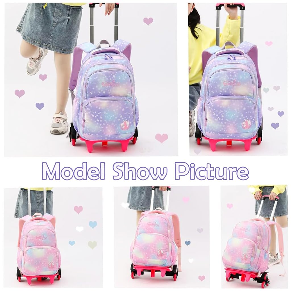 Climberty School Bag for Girls featuring 6 Wheels and Detachable Trolley Stand | Ages 7–12