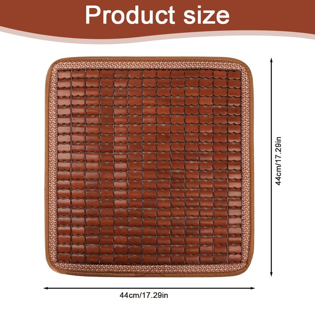 STHIRA Bamboo Chair Pad for Summer Cooling Comfort featuring Anti Slip Backing 16x16 in