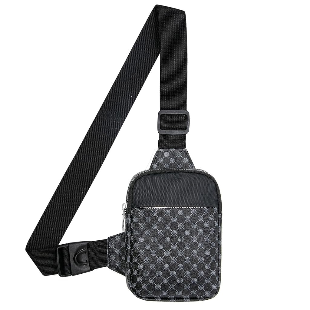 GUSTAVE Small Sling Bag for Men with Double Zipper Compartments and Adjustable Strap | 13x5x19cm PU Leather Crossbody for Travel and Daily Use