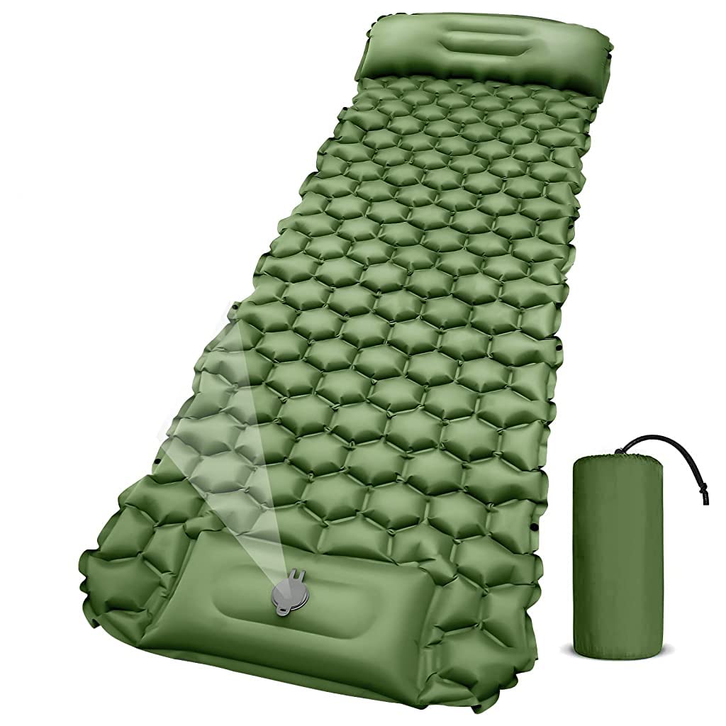 Proberos Air Mattress with Pillow and Built-in Foot Pump, Portable Folding Camping Sleeping Bed Inflatable Mattress for Camping Backpacking Hiking Traveling Tent Car, Camping Accessories