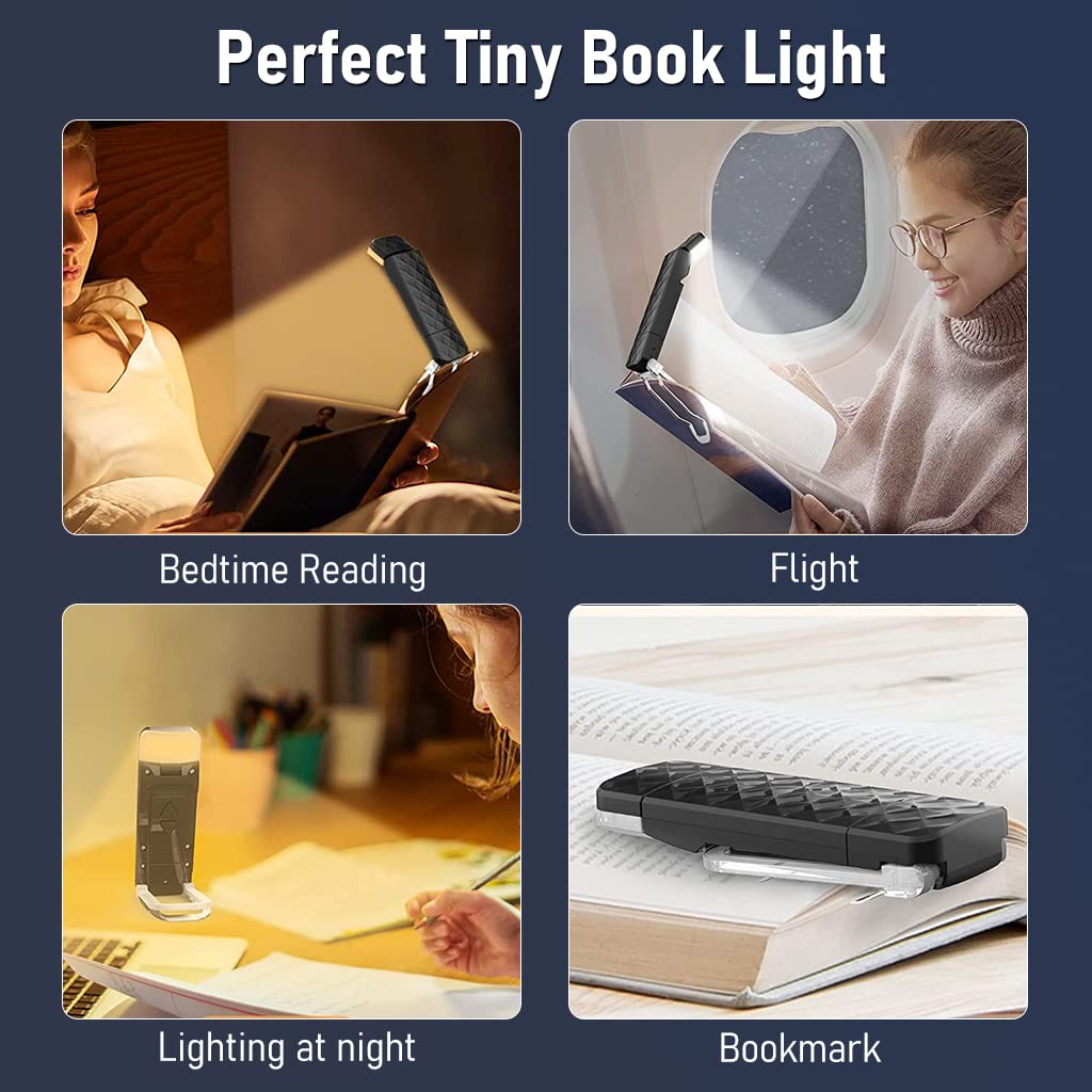 ELEPHANTBOAT LED Book Light for Reading with Flexible Clamp and 3 Colors & 5 Brightness