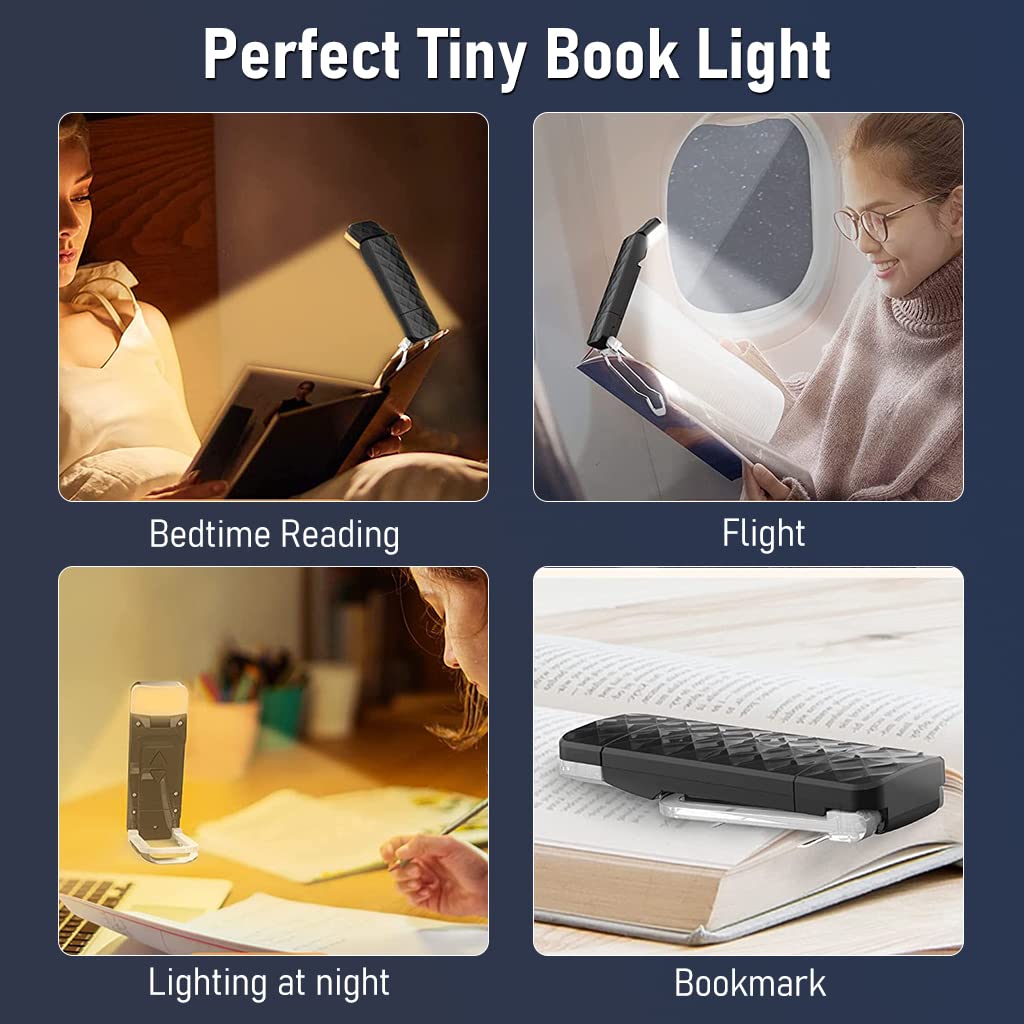 ELEPHANTBOAT® LED Book Light, Clip-on Reading Light for Kids, Mini USB Rechargeable Reading Light with 3 Colors, Dimmable Brightness Reading Light Eye-friendly Book Reading Light for Kids