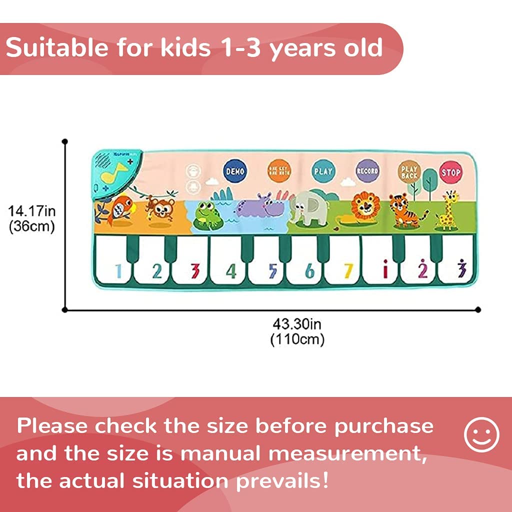PATPAT Musical Mat for Kids with 8 Instrument Sounds and 5 Modes 110x36cm Blue | Educational Toy