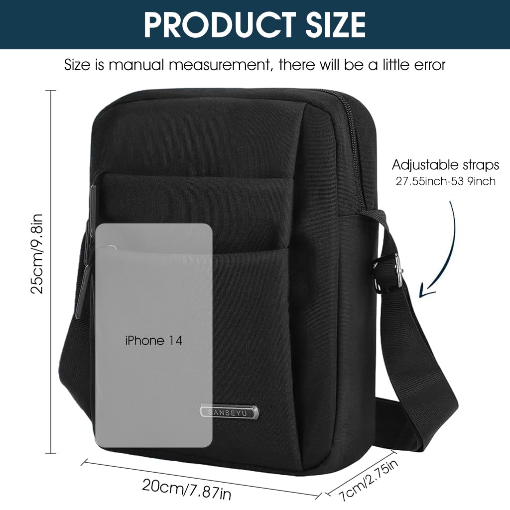 GUSTAVE Side Bag for Men featuring Adjustable Strap and Waterproof Oxford Cloth 25x20x7cm | Ideal for Work and Travel