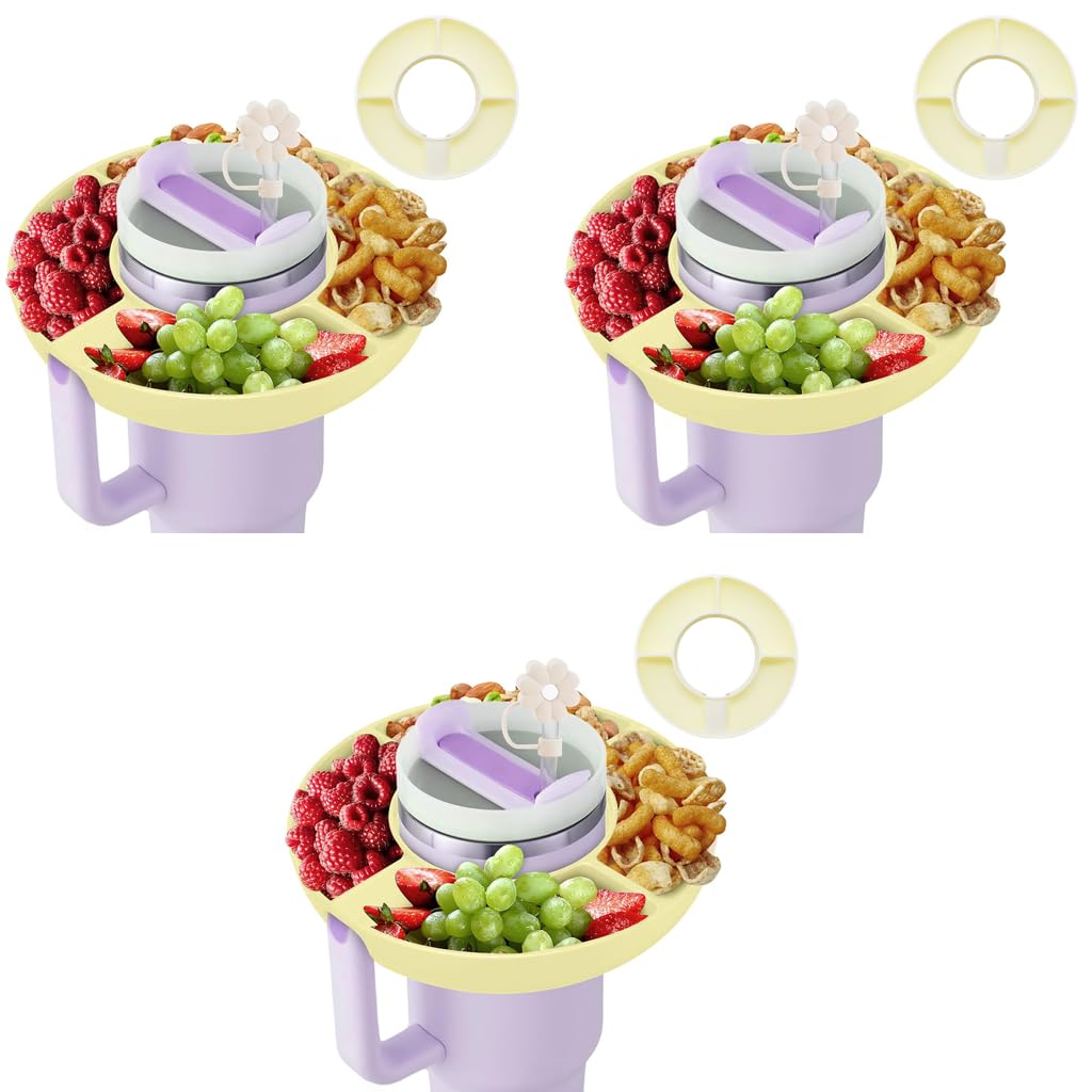 Supvox Snack Tray for 40oz Stanley Cup with 4 Grid Design and BPA Free Silicone Container