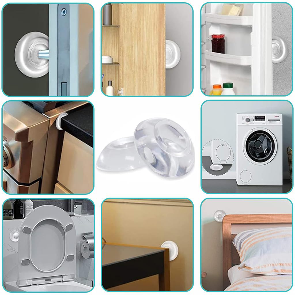 ZIBUYU Door Protector for Home with 1.96 in Round Shock‑Absorbent Rubber Bumper | Transparent Wall Guard