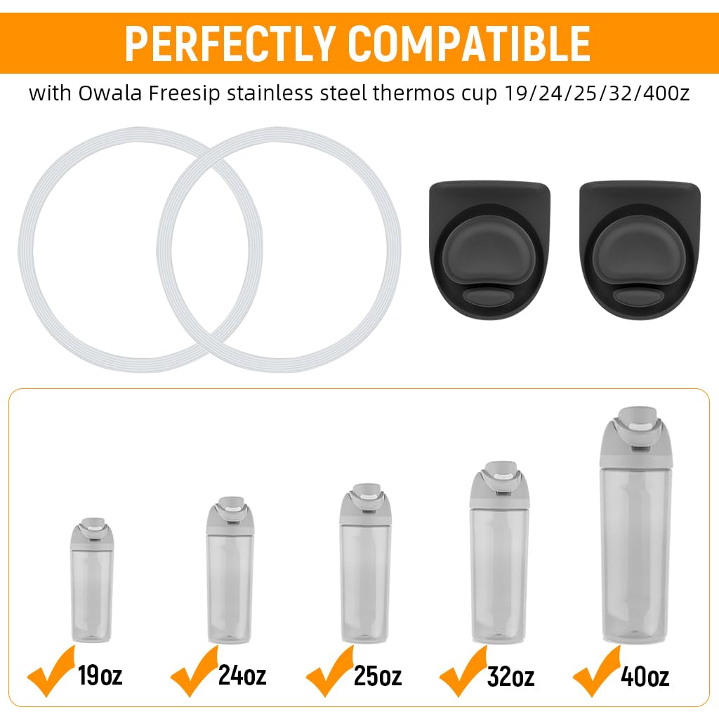 Supvox Replacement Spout Gaskets and Sealing Rings for Owala FreeSip 24–40Oz | Food‑Safe Silicone Leak‑Proof Set