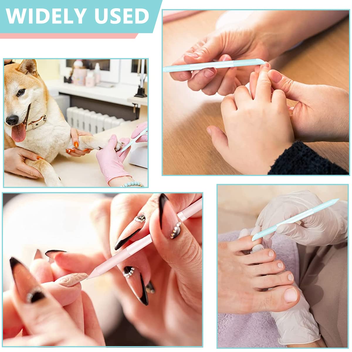 MAYCREATE Glass Nail File Set for Manicure with Double Ends Cuticle Pusher | 3pcs 10.5cm Crystal Tool