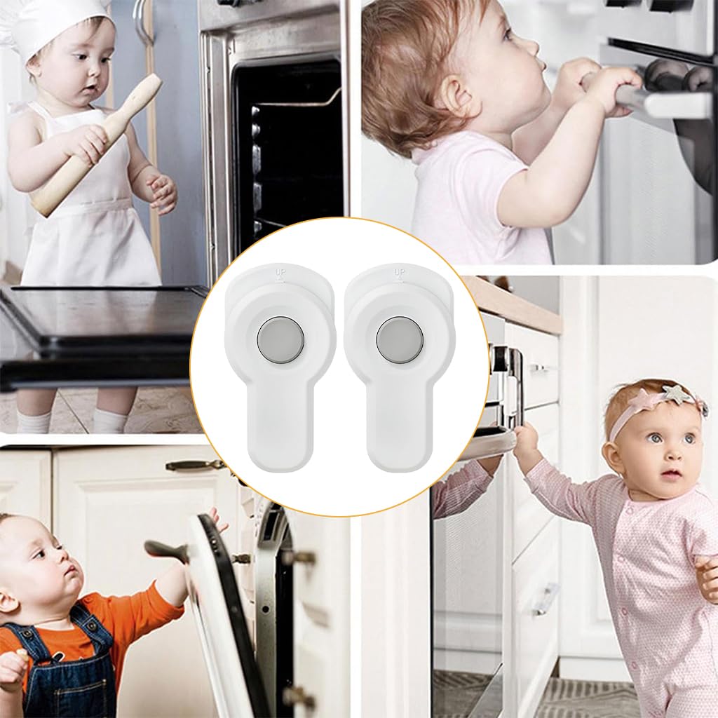 SNOWIE SOFT® 2Pcs Child Safety Door Lock Child Proof Drawer Lock Cabinet Lock Self Adhesive Safety Lock with Release Button Kids Safety Door Lock for Cabinet, Drawer, Oven, Dishwasher