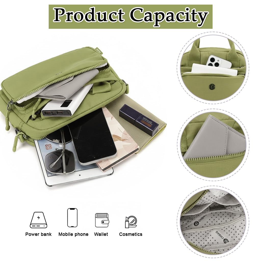 Zibuyu Mini Nylon Crossbody Bag for Women with Multi Pockets and Adjustable Strap | Lightweight Waterproof Shoulder Purse for Travel