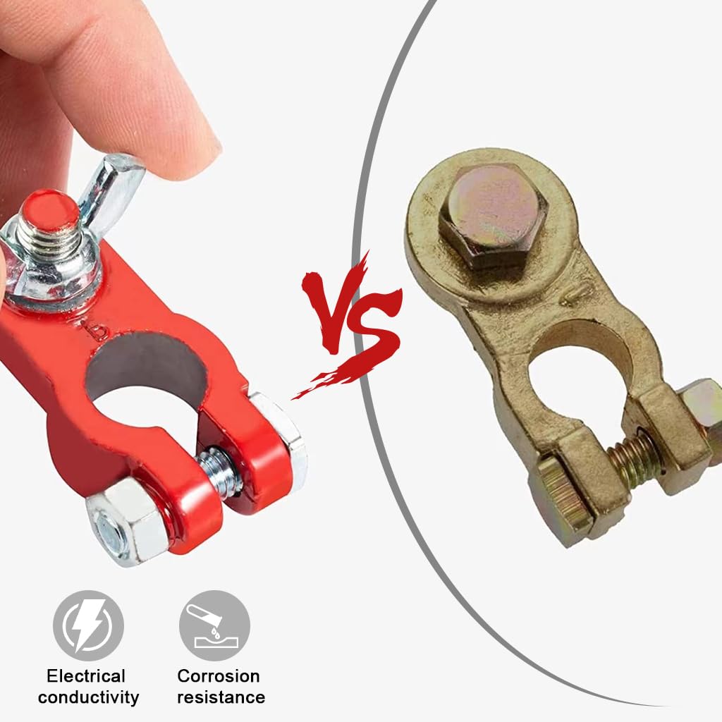 STHIRA Car Battery Terminal Connectors for 12V and 24V Systems with Wing Nuts & Anti-Corrosion Washers
