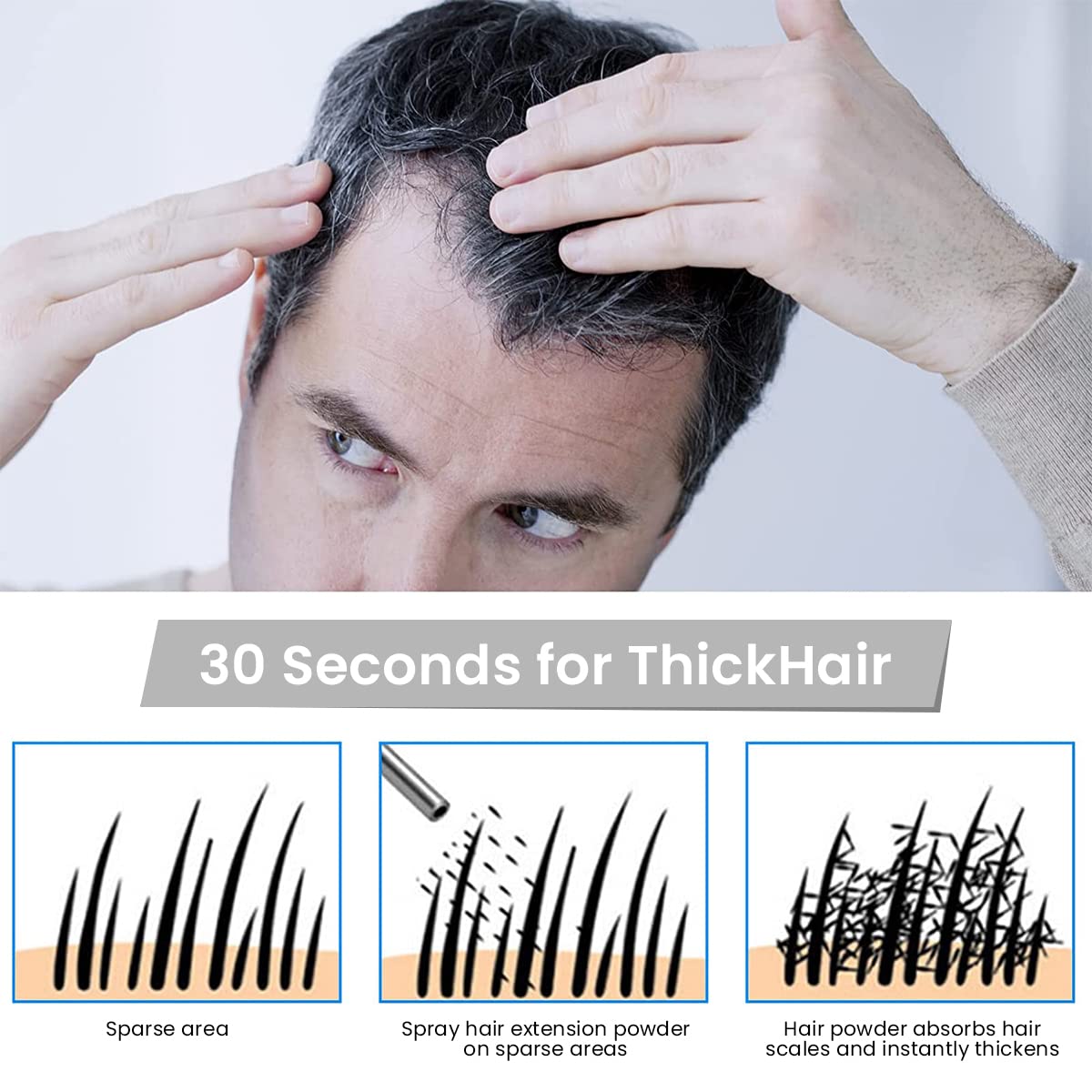 MAYCREATE Hair Building Fibers Spray Applicator for Thinning Hair with Glass Bottle and Metal Nozzle | Portable Refillable Pump