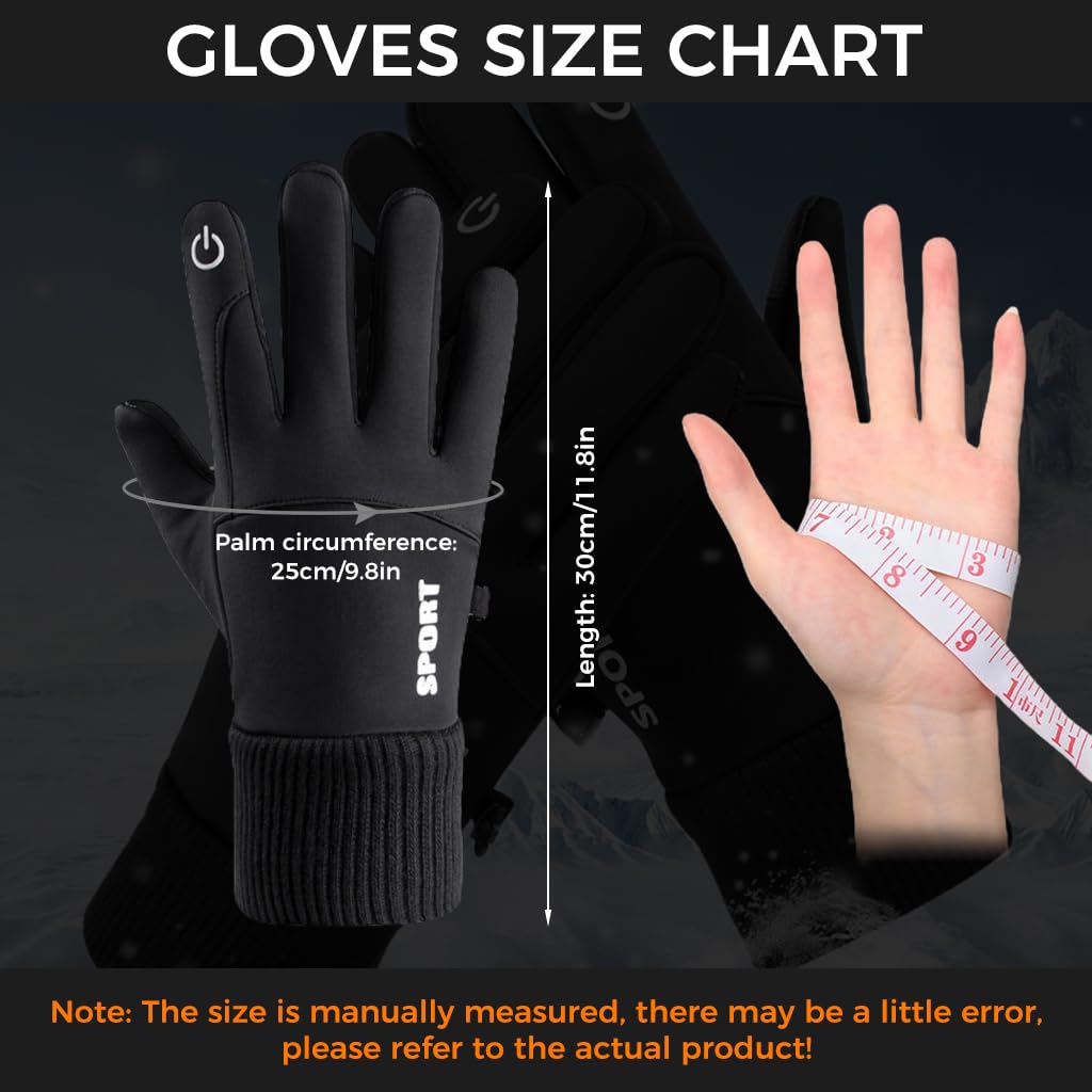 Zibuyu Winter Gloves for Running and Cycling with Touchscreen Fingertips | 30 cm Windproof Water‑Repellent Design for Men and Women