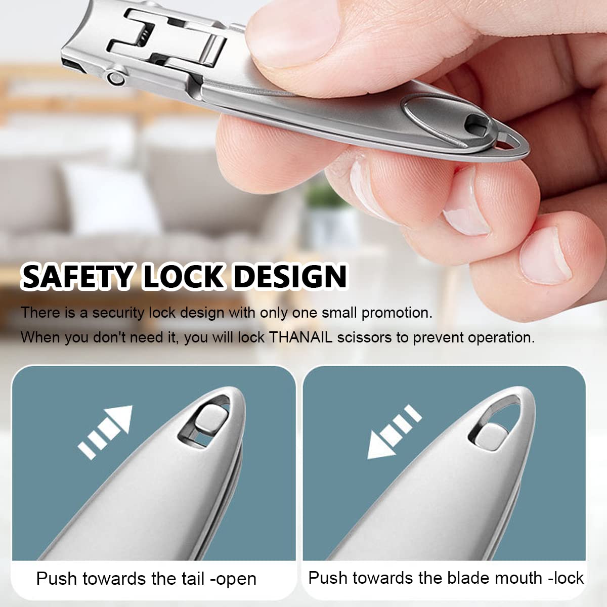 MAYCREATE Nail Cutter for Men with 6.2×1.4 cm Wide Jaw Opening and Anti Splash Lock | Stainless Steel Foldable Travel Trimmer