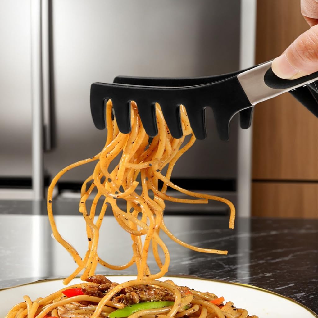 ZIBUYU Kitchen Tongs 9 in Set for Cooking and Serving with Integrated Riser Design | Food Grade Silicone and Stainless Steel