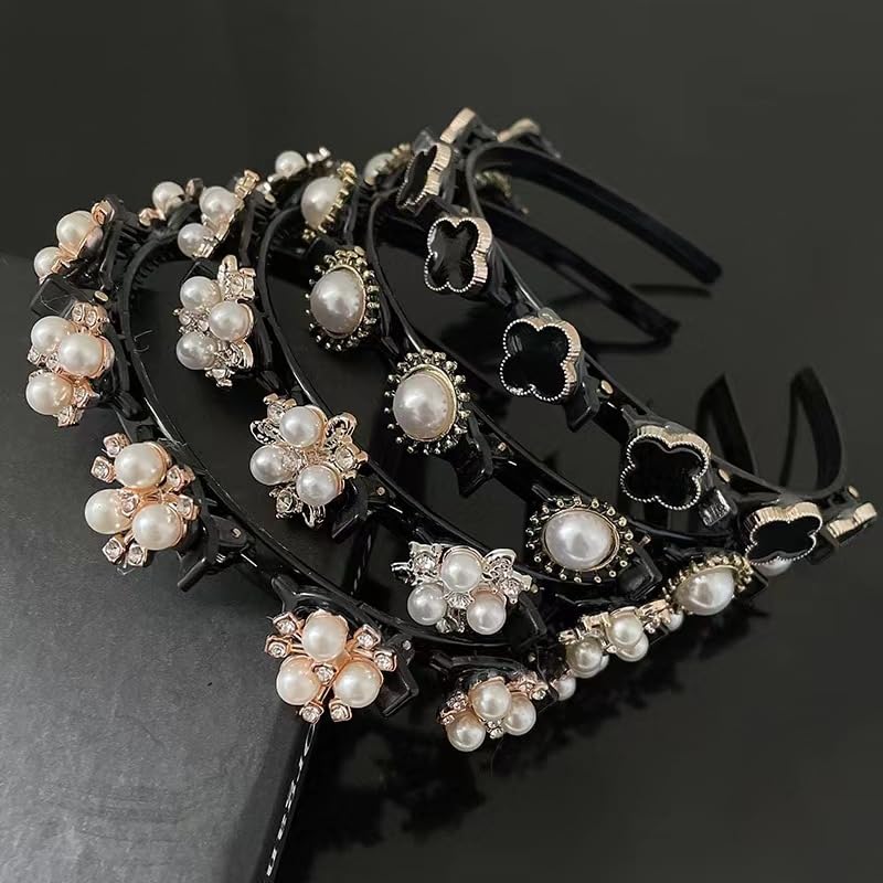 Zibuyu Headband for Women featuring 8 Pearl Floral Claw Clips for Secure Elegant Styling