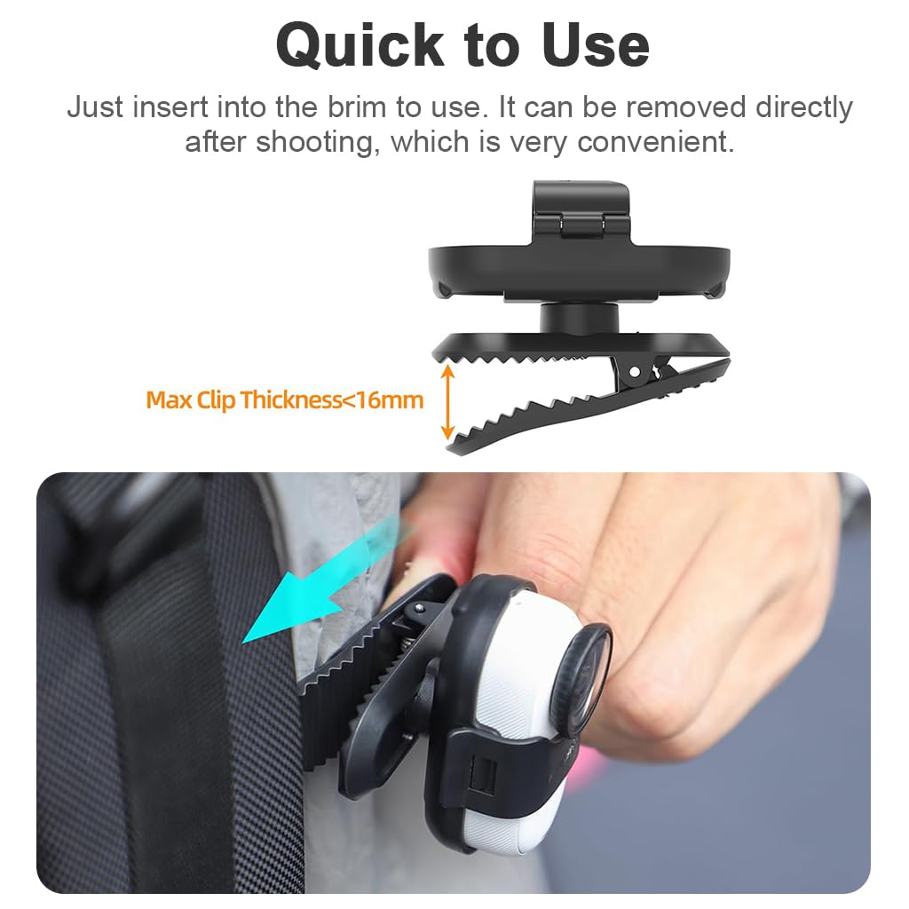 ZORBES Camera Backpack Clip for Insta360 Go 3s featuring 360° rotation and secure quick release mount
