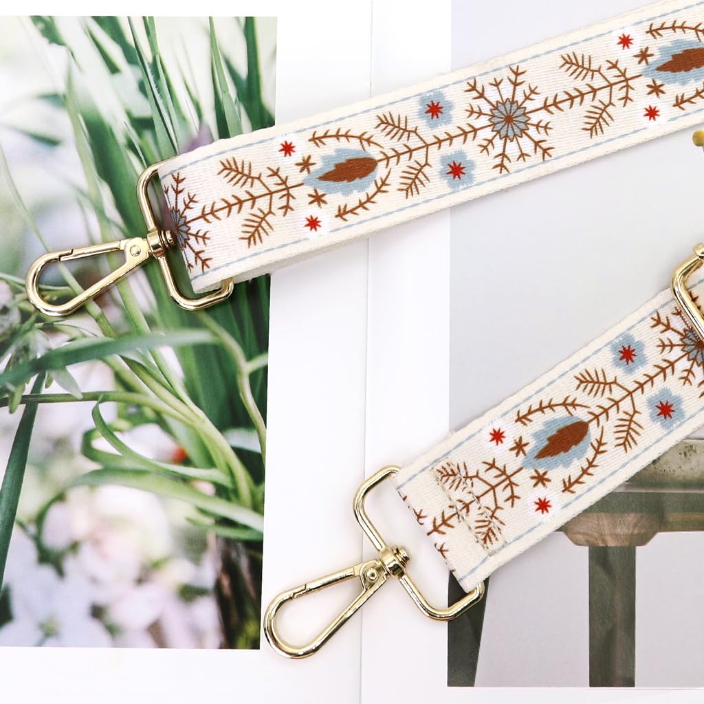 ZIBUYU Wide Shoulder Strap for Bags with Golden Buckles 48–140cm Adjustable Polyester | Fashion Print Replacement for Crossbody and Handbag