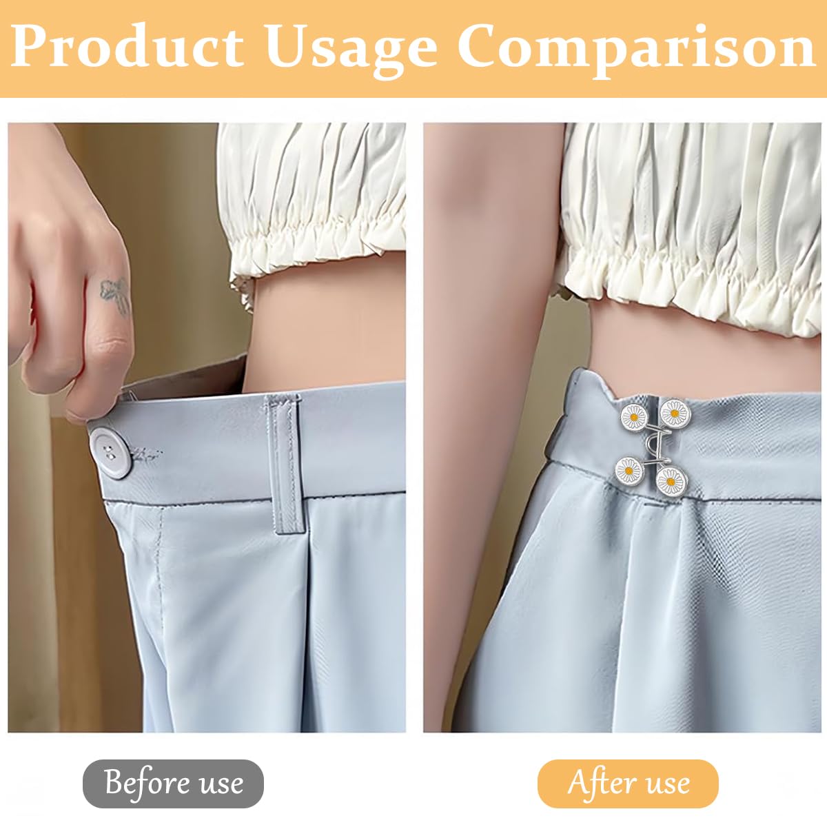 SANNIDHI Adjustable Waist Buckle for Pants and Jeans | 4 or 8 Pairs Detachable Pins