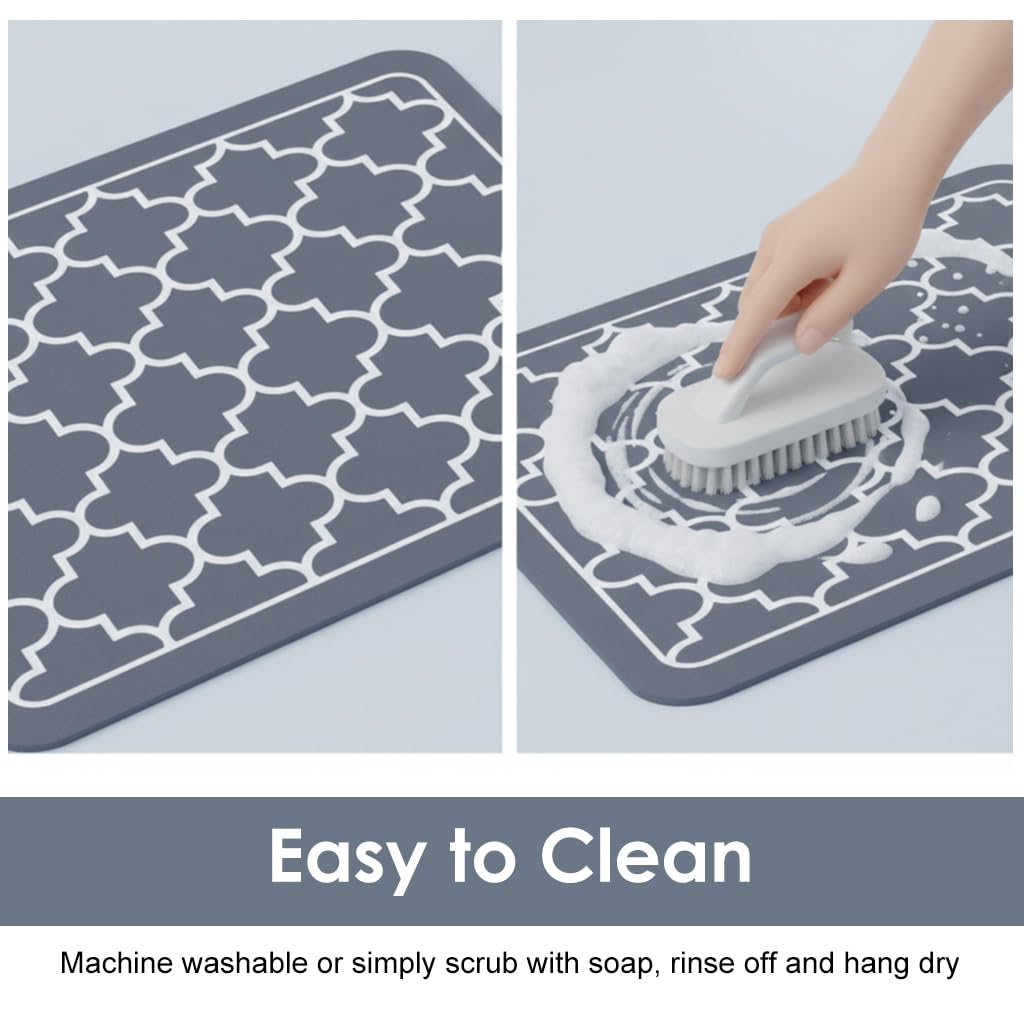 ZIBUYU Super Absorbent Dish Drying Mat for Kitchen Countertops with Non Slip Base | Easy Clean Microfiber Counter Protector