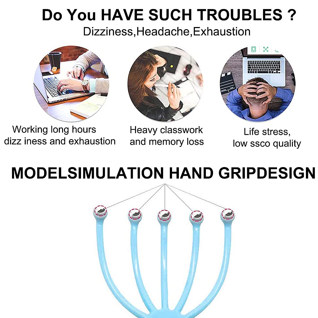 MAYCREATE Head Massager for Scalp Relaxation with 5 Fingers Steel Balls and Non Slip Handle | Stress Relief and Improved Sleep