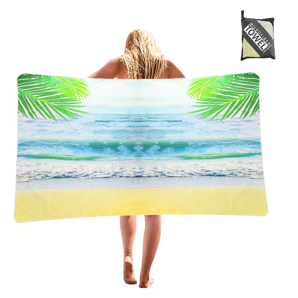 Zibuyu Quick Dry Beach Towel Blanket for Travel with 31x62 in Size | Sandproof Microfiber