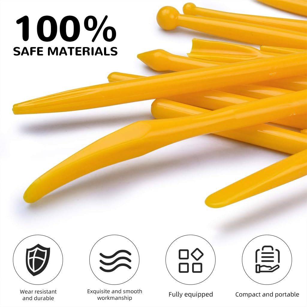 HASTHIP Clay Art Tool Kit for Pottery and Sculpting with 14 Tools featuring Dual Head Design | Includes Acrylic Rollers and Storage Bag