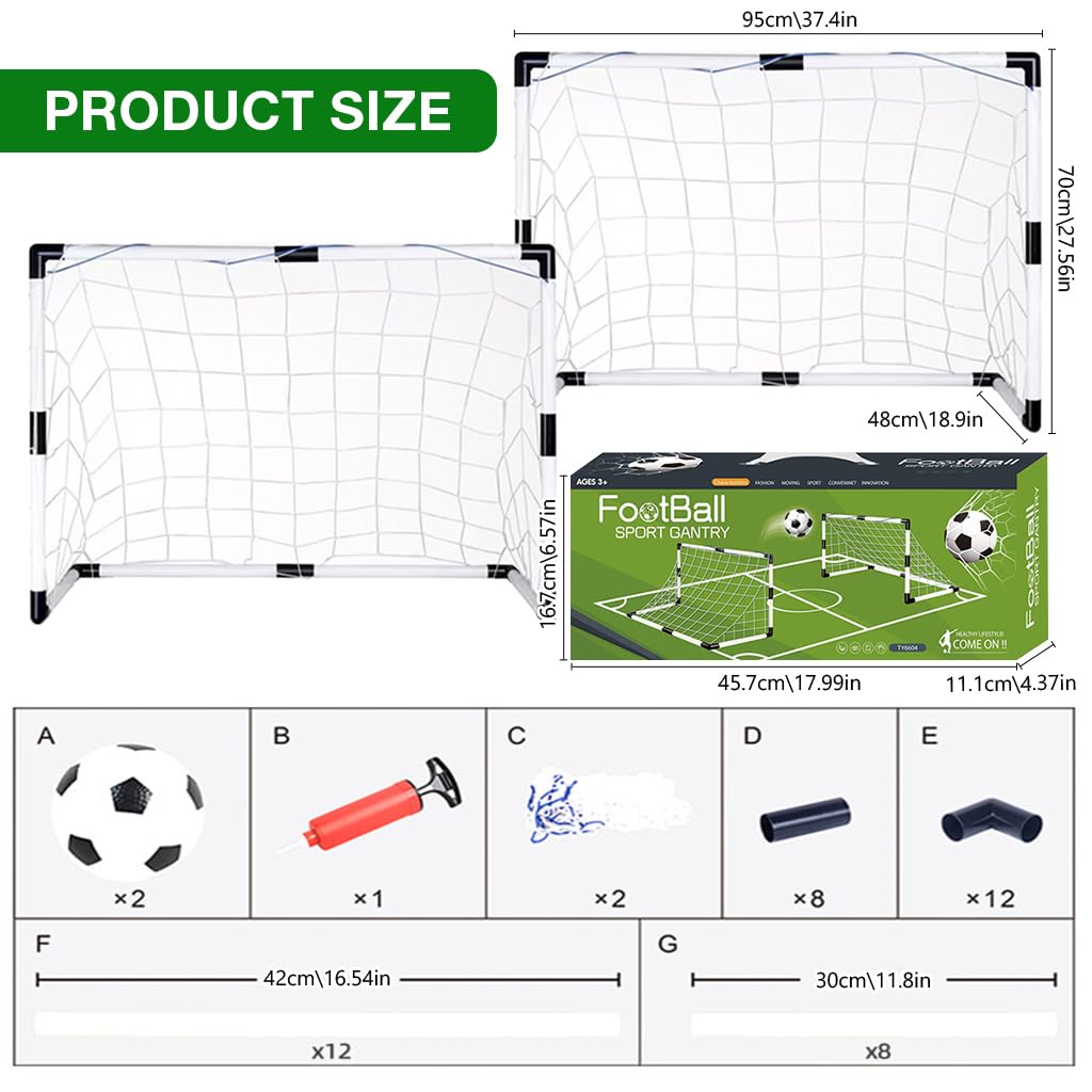 Proberos Football Goals Kit for Backyard Play with 37.4x27.6in Nets and Inflatable Ball | Easy DIY Assembly for Kids